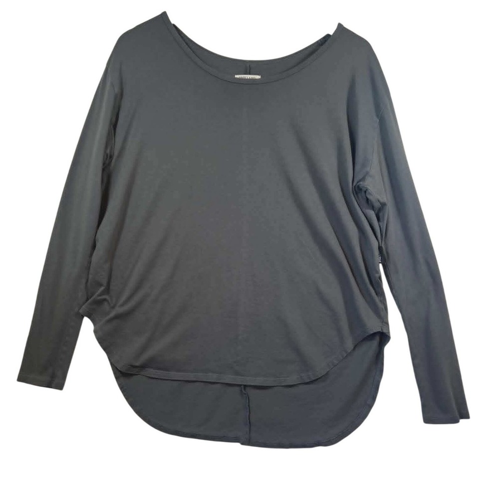 Free Label Charcoal Grey Supima Cotton Long Sleeve High Low Scoop Neck Top XL